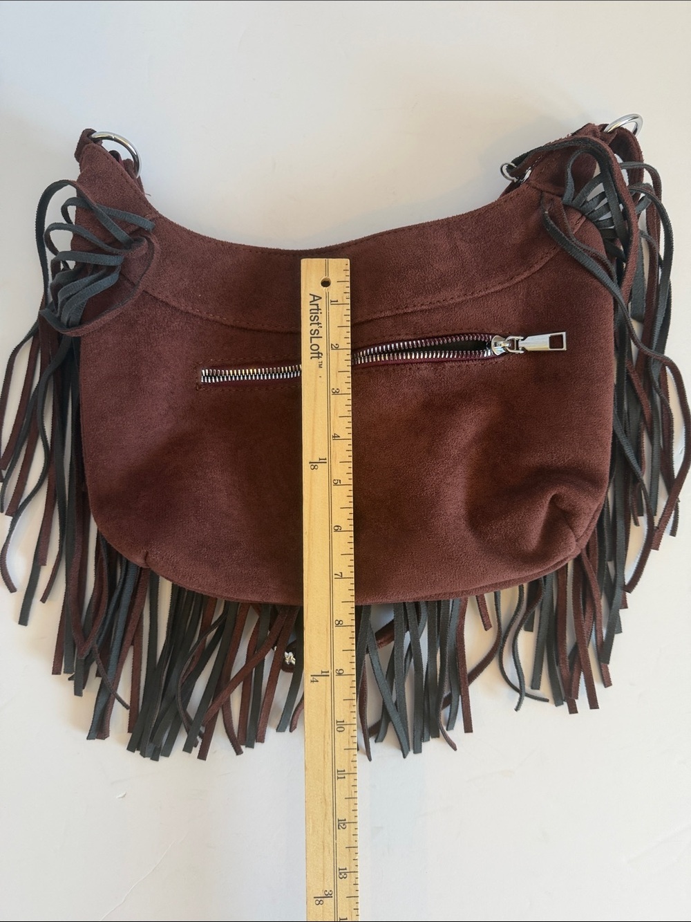 BOHEMIAN BOHO WESTERN FRNGE FAUX SUEDE ADJUSTABLE STRAP CROSSBODY BAG PURSE - Picture 6 of 8